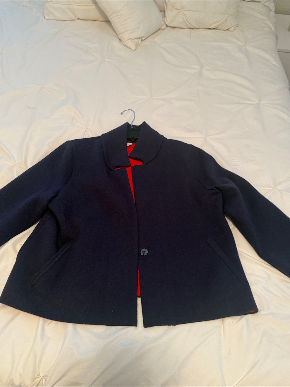 Moth Women's Blue & Red Pea Coat Size Large